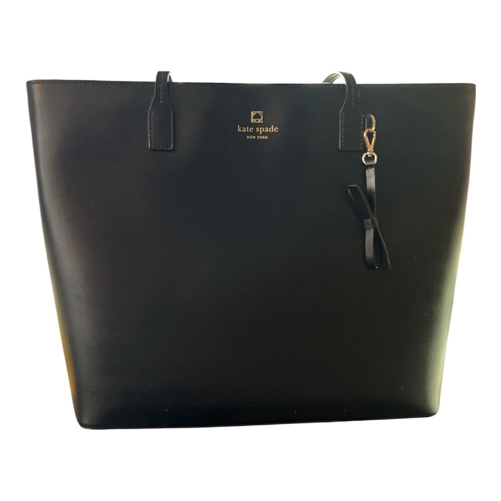 Kate Spade Sawyer Street Tori Harmony Smooth Black Leather Tote 12 x 12" READ